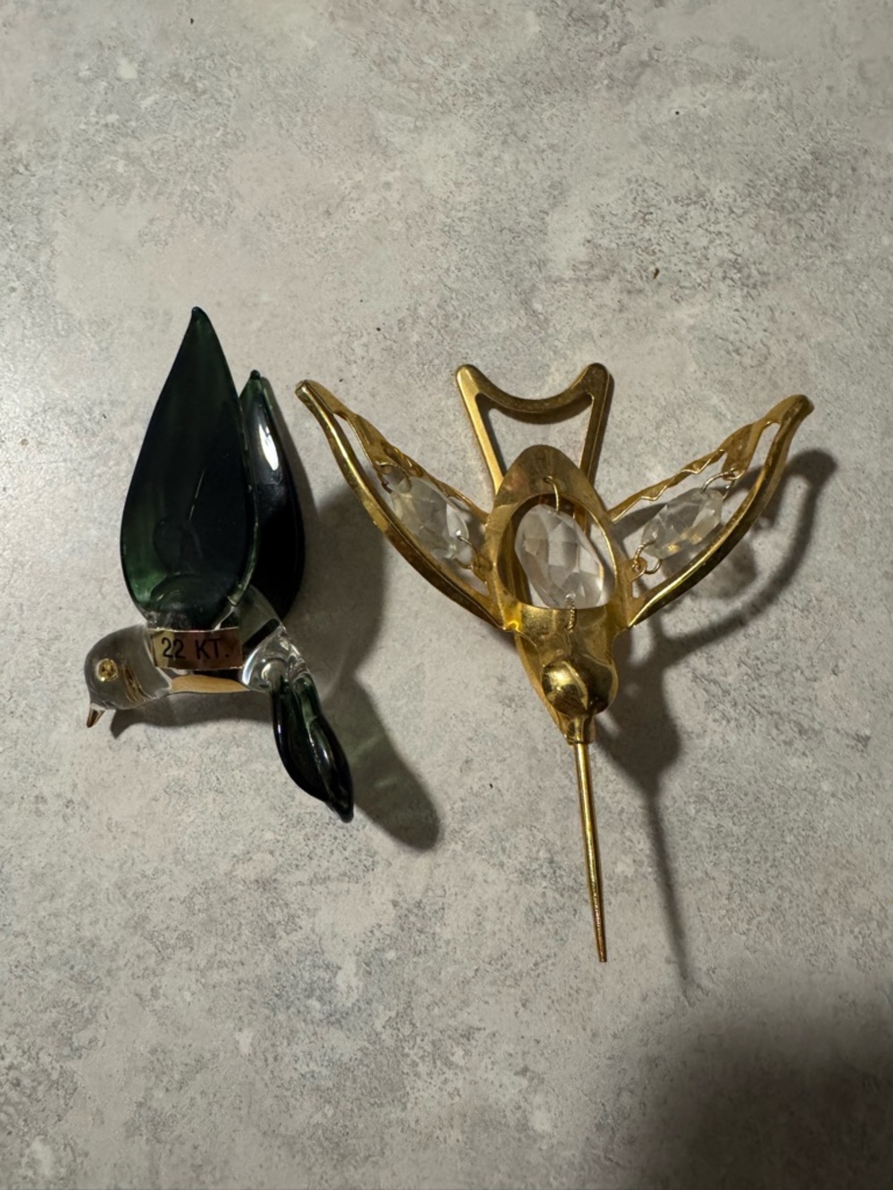 Hummingbird Ornament Hand Blown Glass w/22kt Gold Trim! Plus Extra!